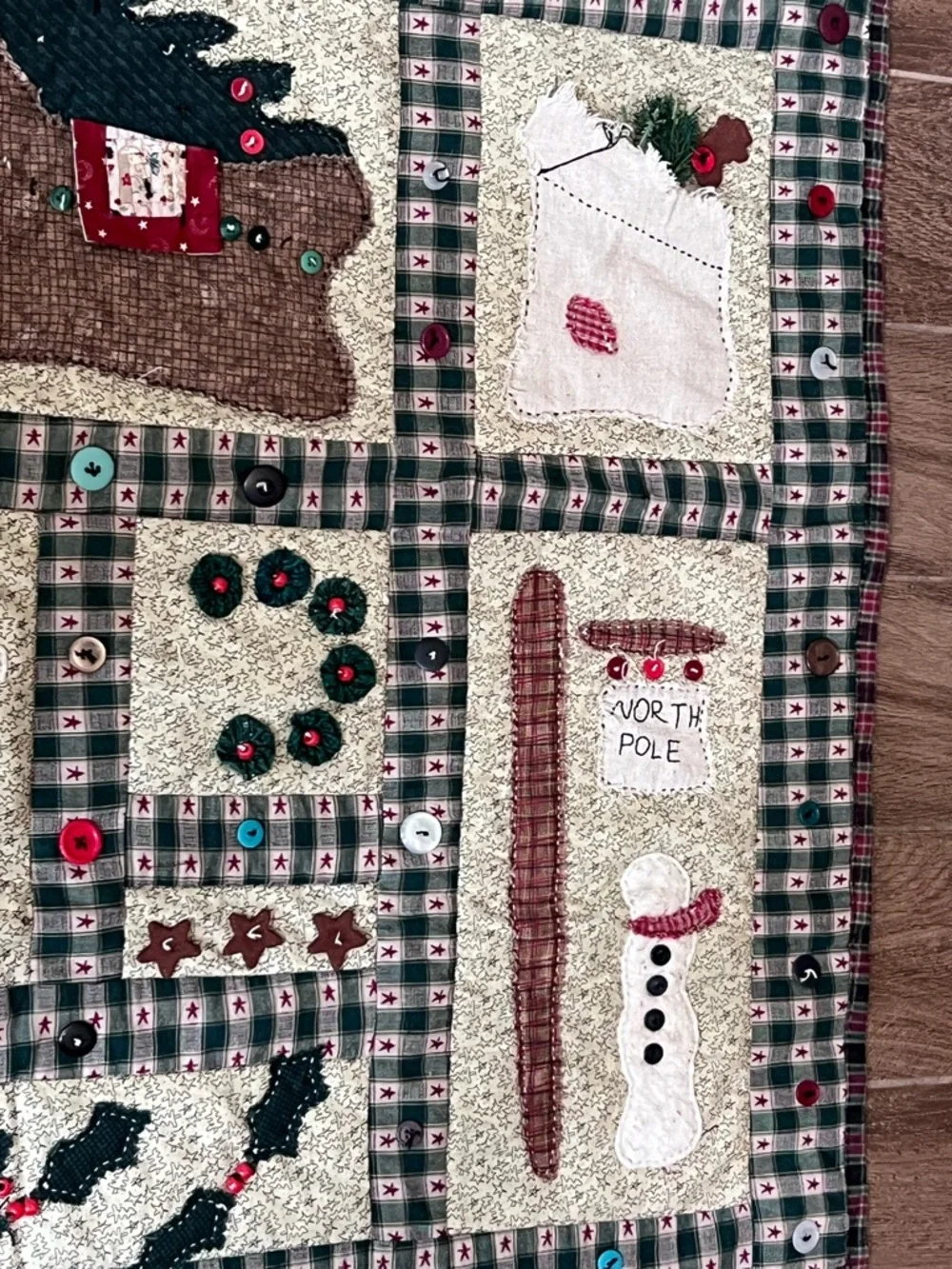 Vtg Handmade Sampler Xmas Quilt 39